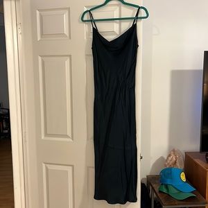 Zara dark green satin maxi dress
